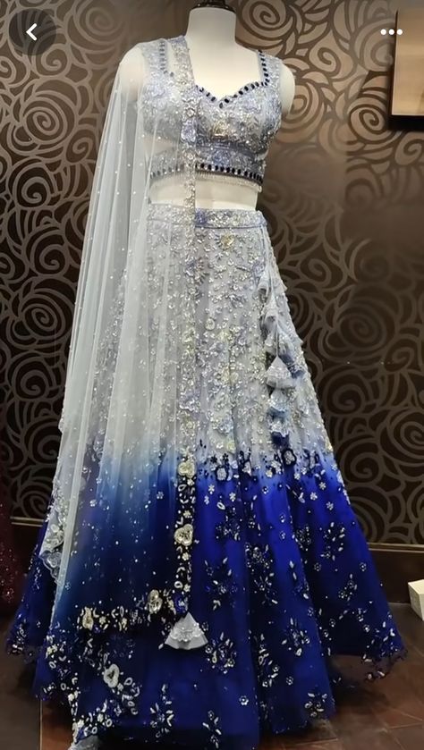 Blue White Lehenga, Blue Lehenga Bridal, Indian Wedding Dress Traditional, Royal Blue Lehenga, Wedding Dress Traditional, Dreamy Gowns, Wedding Lehenga Designs, Indian Wedding Outfit