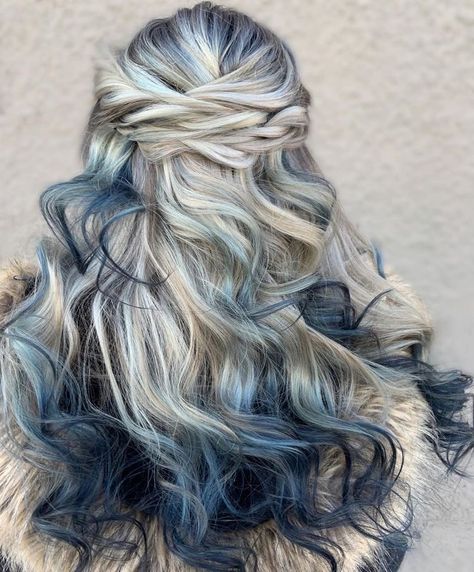 Blue Hair Highlights, Winnipeg Canada, Creative Hair Color, Pulp Riot, Dyed Hair Inspiration, Pretty Hair Color, Winter Hair Color, Winter Hair, Hair Color Blue