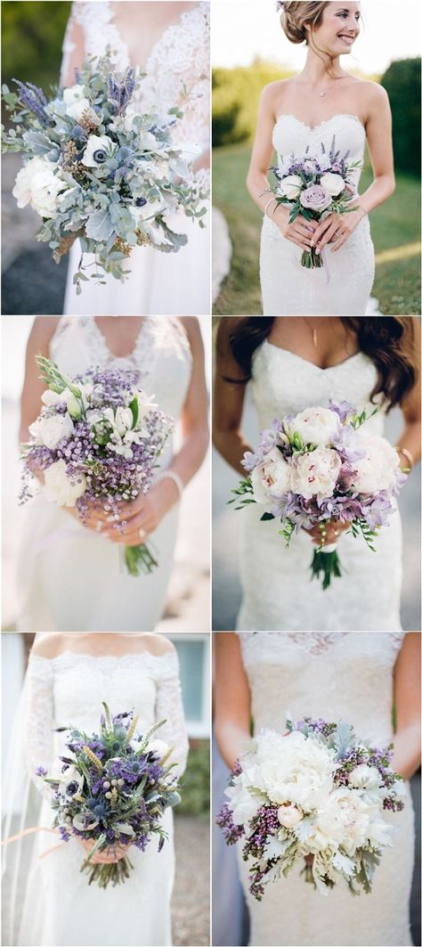 lavender and greenery eucalyptus wedding bouquets #weddings #weddingcolors #weddingideas Lilac And Greenery Wedding, Purple White Wedding Bouquet, Wedding Flowers With Lavender, Greenery And Lavender Bouquet, Lavender And Sage Wedding Bouquet, Wedding Bouquets Purple Lavender, Lavender And Eucalyptus Bouquet, Lavender And Green Wedding Bouquet, Purple And White Wedding Flowers Lavender Bouquet