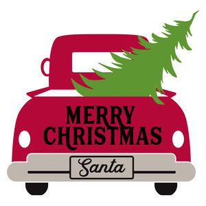 Truck Christmas Tree, Christmas Tree Truck, Truck Stickers, Merry Christmas Vintage, Red Christmas Tree, Merry Christmas Santa, Silhouette Cameo Projects, Vintage Truck, Silhouette Design Store