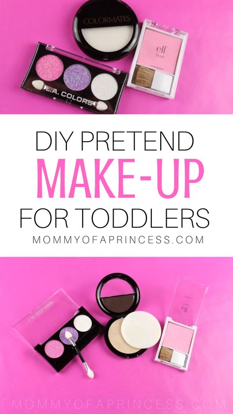 Learn how to make diy kid makeup for your daughter. This easy tutorial shows how to make play makeup for 2 year olds with supplies from the Dollar Tree Preteen Makeup, Kid Makeup, Toddler Makeup, Fake Makeup, Pretend Makeup, Makeup Kit For Kids, Play Makeup, Diy Organizer, Old Makeup