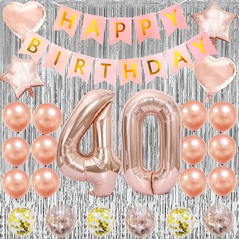 AmazonSmile: 40th Birthday Decorations For Women Her 40th Birthday Party Balloons Decorations 40 Years Old 40 Birthday Decor 40th Bday : Home & Kitchen Rose Gold 30th Birthday Party, Birthday Decorations Women, 40th Party Decorations, Gold 30th Birthday, Rose Gold Number Balloons, 40th Birthday For Women, Gold Number Balloons, 40th Birthday Party Decorations, 50th Birthday Party Decorations