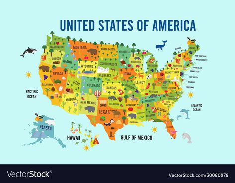 Classroom English, States In America, Nesting Boxes, North Dakota, South Dakota, Design Vector, Flat Design, States Of America, Wyoming