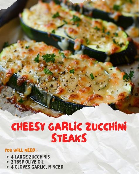 Easy Recipes Community | Cheesy Garlic Zucchini Steaks 🧀🧄🥒 | Facebook Zucchini Steaks Recipes, Cheesy Garlic Zucchini Steaks, Zucchini Steaks, Best Foods For Constipation, Garlic Zucchini, Zucchini Cheese, Cauliflower Soup Recipes, Seasoning Salt, Veggie Delight