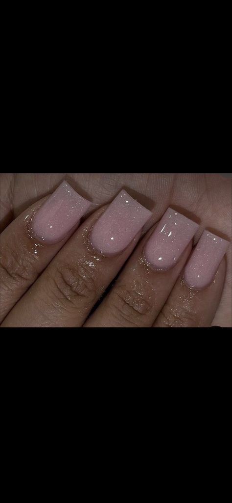 Simple But Sparkly Nails, Short Square Clear Nails, Simple Nails Prom, Short Sheer Nails, Short Sparkly Nails Simple, Short Acrylic Nails Square Homecoming, Sparkly Short Acrylic Nails, Blush Pink Acrylic Nails Short, Short Square Nails Sparkle