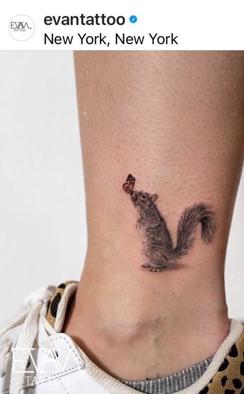 Dainty Squirrel Tattoo, Squirrel Tattoos, Squirrel Tattoo, Hyper Realistic Tattoo, Up Tattoo, Up Tattoos, Animal Tattoos, Maple Leaf Tattoo, Cool Tattoos