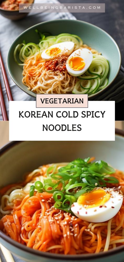 Quick & easy Bibim Guksu: a delightful dish of cold noodles tossed in a sweet, spicy, and tangy gochujang sauce. Topped with zesty kimchi and crisp, fresh vegetables, these Korean spicy cold noodles deliver bold, irresistible flavors in every bite—perfect for a light, refreshing meal.  #koreannoodles #coldnoodles #spicynoodles Korean Winter Recipes, Easy Cold Noodle Recipes, Korean Easy Recipes, Korean Food Vegetarian, Korean Recipes Easy, Korean Recipes Authentic, Korean Healthy Food, Korean Kimchi Recipe, Korean Spicy Noodles