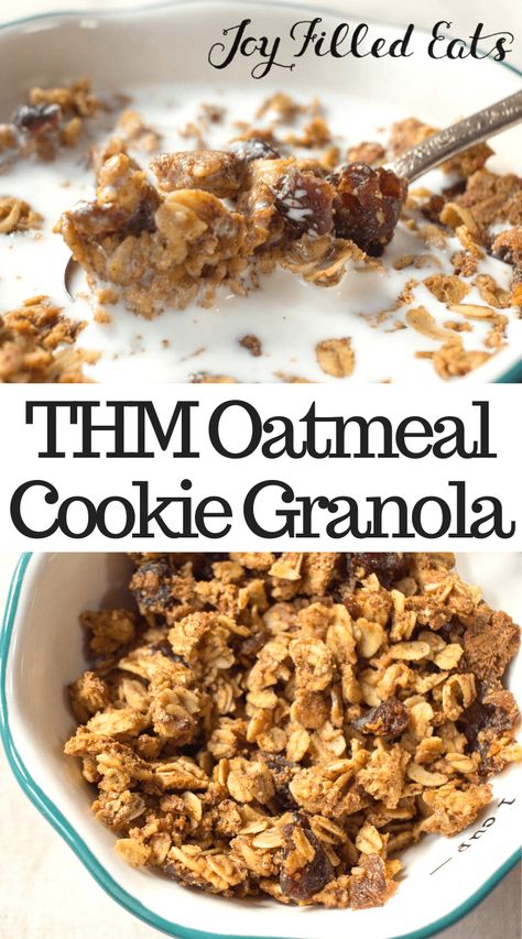 If an oatmeal cranberry cookie is your sweet treat of choice you must try my breakfast version! This cookie granola tastes just like your favorite dessert turned into a breakfast cereal! This keeps really well in the fridge. Almost indefinitely. I found some in the back of fridge about 6 months after making this and it was fine! It still tasted great. You can easily double or triple this recipe to make a big batch. THM E, Low Fat, Gluten Free, Sugar Free, Healthy Carb Trim Healthy Mama Breakfast, Cranberry Cookie, Trim Healthy Mama Recipe, Trim Healthy Mama Diet, Thm E, Thm Breakfast, Trim Healthy Recipes, Oatmeal Cranberry Cookies, Trim Healthy Momma