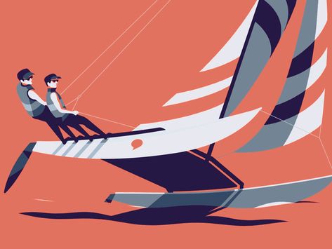 Sailing by Folio Illustration Agency Boat Illustration, Sailing Holidays, Airline Logo, Illustration Agency, Graphics Inspiration, Saint Charles, Colour Schemes, Design Awards, Graphic Poster