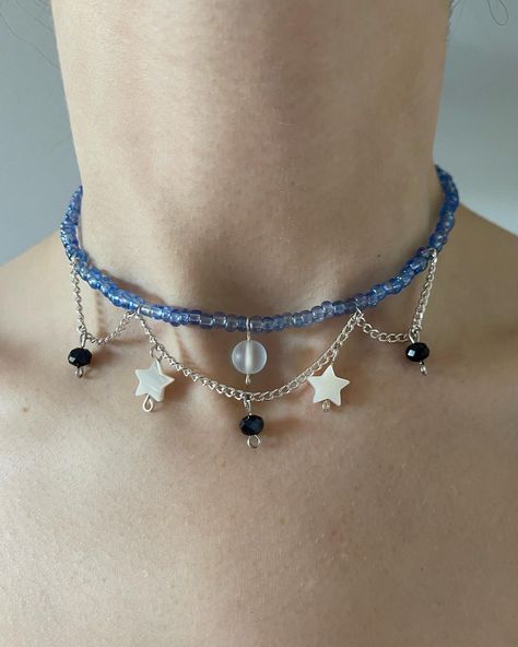 Fairycore, choker, dainty, dark fairy, ethereal, whimsigoth Choker Necklace Beaded, Bead Choker Diy, Beaded Choker Necklace Diy, Chockers Diy, Beaded Chocker Ideas, Fairy Choker, Whimsigoth Jewelry, Choker Ideas, Choker Diy