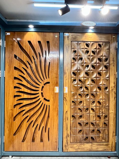 Door Cnc Design, Mica Door, Wooden Jali, Painted Bedroom Doors, Cnc Door, Jali Door, Main Door Design Photos, Painted Bedroom, Jaali Design