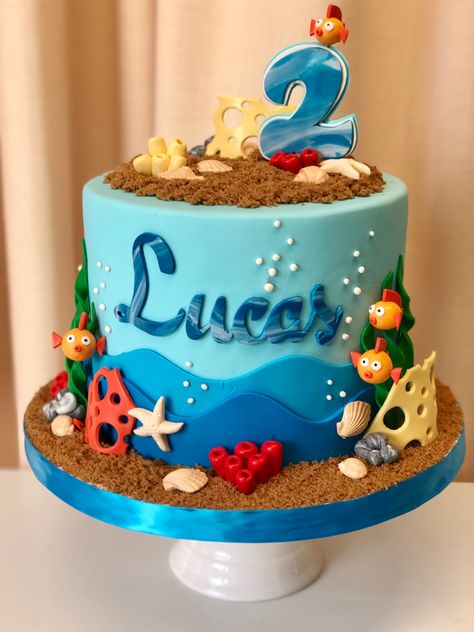 Sea Animal Birthday Cake, Under The Sea Cake Boy, Underwater Theme Cake, Luca Birthday Cake, Under The Sea Cake Ideas, Ocean Theme Birthday Cake, Sea Animal Cake, Sea Animals Cake, Under The Sea Theme Cake