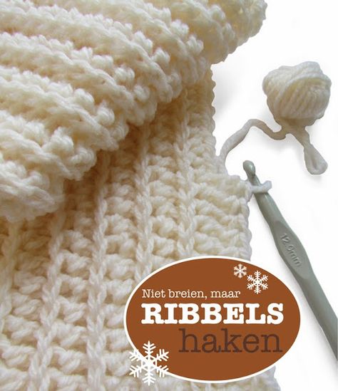 Niet breien... maar RIBBELS HAKEN Diy Sy, Craft Crochet, Haken Baby, Crochet Diy, Crochet Instructions, Crochet Stitches Patterns, Love Crochet, Crochet Stitch, Knit Or Crochet