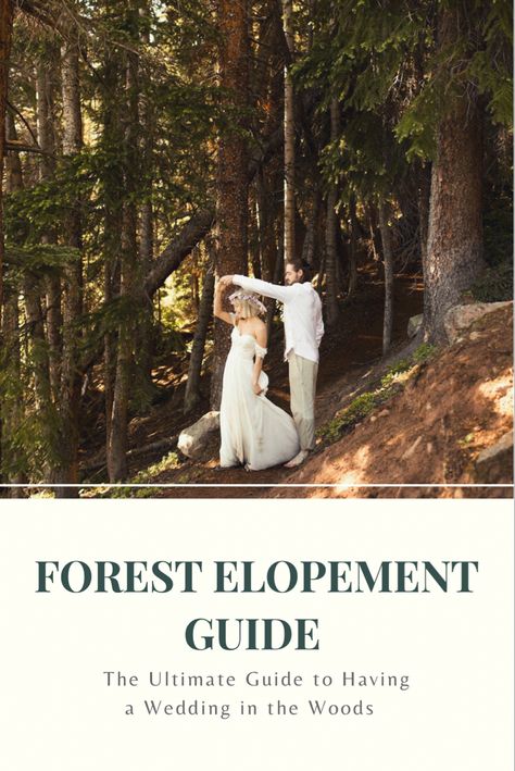 Couple dancing in the woods during their enchanted forest wedding Utah Forest Wedding, Micro Wedding In The Woods, Simple Wedding In The Woods, Woodsy Elopement Wedding, Forest Wedding Elopement, Forest Elopement Dress, Boho Woods Wedding, Forest Micro Wedding, Small Woodsy Wedding