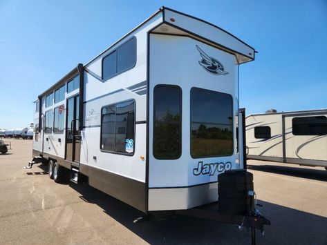 New 2025 Jayco Jay Flight Bungalow Jay Loft Destination Trailer at Hilltop Camper & RV | Oronoco, MN | #18620 Destination Rv Trailers, Jayco Travel Trailers, Rv Types, Hidden Bed, Hose Storage, Double Entry Doors, Bed With Slide, Camper Interior, Used Rvs