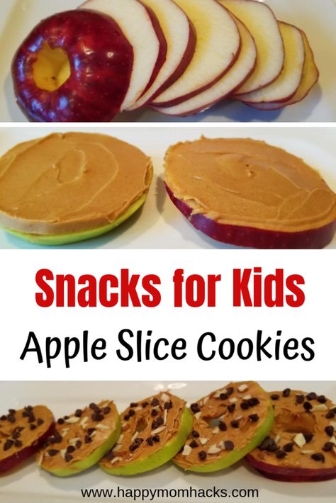 Easy Snacks for Kids-Yummy No Bake Apple Slice Cookies | Happy Mom Hacks Family Game Night Snacks, Slice Cookies, Baked Apple Slices, Healthy Snack For Kids, Easy Healthy Snack, Baking Recipes For Kids, Apple Slice, Easy Snacks For Kids, Snack For Kids