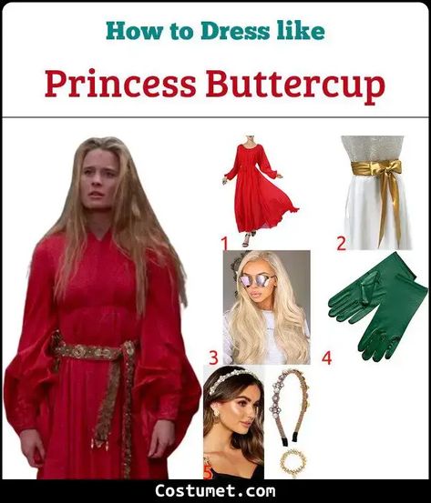 Princess Buttercup's (The Princess Bride) Costume for Cosplay & Halloween 2023 Princess Bride Family Costume, Buttercup Princess Bride Costume, Wesley And Buttercup Costume, Princess Bride Costume Couple, Princess Bride Halloween Costumes, The Princess Bride Costumes, Princess Buttercup Costume, Princess Bride Characters, Buttercup Costume