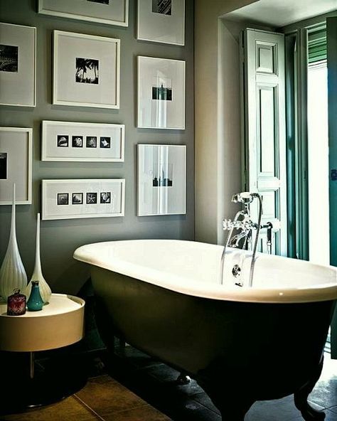 Bathroom Art Ideas You're Gonna Love - laurel home Modern Style Decor, Bathroom Artwork, Bathroom Images, Beautiful Houses Interior, Elements Of Style, Grey Bathrooms, Bath Tub, Bathroom Art, Bathroom Wall Decor