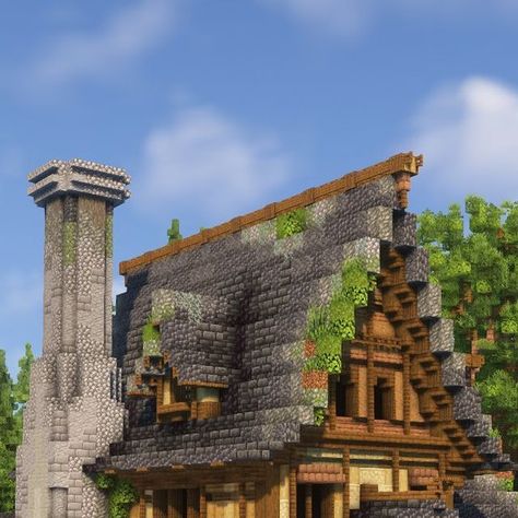 Minecraft Chimney Ideas, Chimney Minecraft, Minecraft Stronghold, Minecraft Chimney, Mc House, Chimney Design, Bangunan Minecraft, Cool Minecraft Creations, Minecraft Server