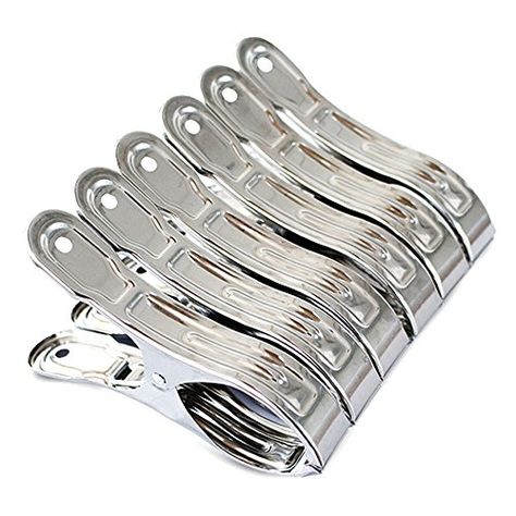 FOMMEN 6 Packs Heavy Duty 4.7 Inches Stainless Steel Clot... https://smile.amazon.com/dp/B07CVY4PX2/ref=cm_sw_r_pi_dp_U_x_EhwdEb047NY8C Towel Clips, Light Clips, Metal Clothing, Laundry Supplies, Laundry Storage, Clothespins, Clothes Line, Beach Chairs, Clean Laundry