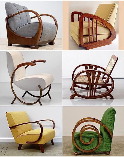 Art Deco Chairs Armchairs, 1920s Furniture, Art Deco Accessories, Wood Chair Design, Funky Chairs, Art Deco Armchair, Art Deco Chair, Craftsman Furniture, Furniture Details Design