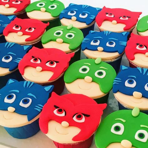 Pj Masks Cupcakes, Pj Masks Cupcake, Pj Masks Birthday Cake, Pj Masks Birthday Party, Twin Birthday Parties, Pj Party, Baby Dedication, Fourth Birthday, Twin Birthday