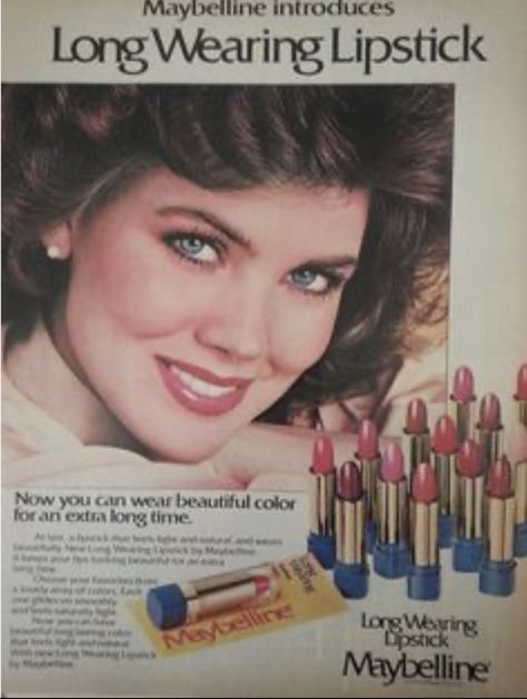 80s Lipstick, Retro Lipstick, 1980s Makeup, Skincare Ads, Lipstick Ad, Vintage Makeup Ads, Maybelline Lip, 80s Makeup, Makeup Ads