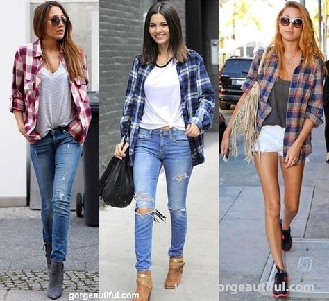 Flannel Worn Over Basic Tee Red Flannel Shirt Outfit, Blue Plaid Shirt Outfit, Womens Plaid Shirt Outfit, How To Style A Flannel Shirt, Flannel Shirt Outfit Women, How To Wear A Flannel Shirt, Blue Flannel Outfit, How To Wear A Flannel, Plaid Shirt Outfit