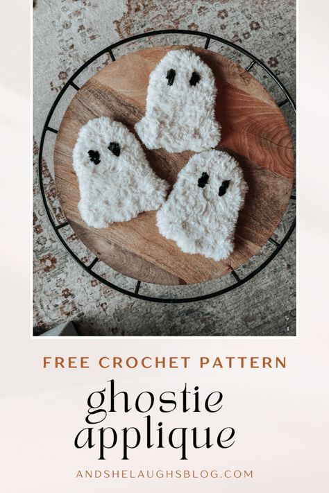 ghostie applique – – – free pattern - and she laughs Crochet Ghost Motif, Crochet Goth Applique, Ghost Applique Crochet Pattern, Ghost Applique Crochet, Ghost Crochet Applique, Crochet Ghost Blanket Pattern, Crochet Ghost Sweater, Crochet Ghost Square, Halloween Apliques Crochet