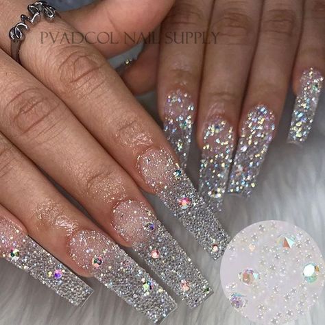 Pixie Crystal Nails, Pixie Nails, Caviar Nails, Micro Beads, Nails Design With Rhinestones, Loose Glitter, Nail Art Rhinestones, Art Halloween, Diamond Nails