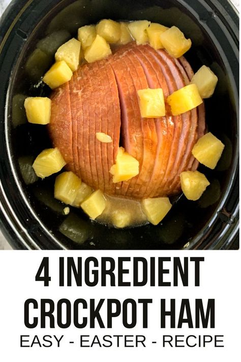 Get ready for this juicy slow cooker ham recipe! It's the best way to cook your holiday ham for Easter or Christmas because the crock pot does all the work for you! This recipe is low on added sugar and uses natural sweeteners like maple syrup and pineapples to create a craveable ham that is so easy to make! Easy Slow Cooker Ham, Easy Ham Recipes, Ham With Pineapple, Slow Cooker Ham Recipes, Slow Cooker Balsamic Chicken, Clean Dinner Recipes, Honey Mustard Dipping Sauce, Slow Cooker Ham, Crockpot Ham