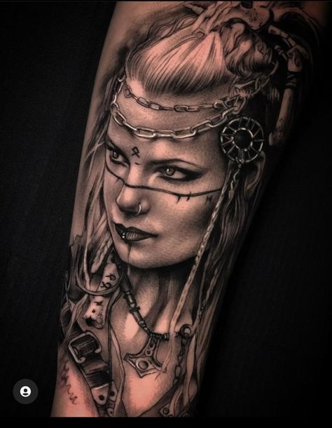 Viking Warrior Princess Tattoo, Boudica Queen Of The Celts Tattoo, Norse Women Tattoo, Viking Lady Tattoo, Viking Woman Tattoo Design, Viking Princess Tattoo, Lagertha Tattoo Vikings, Viking Sleeve Tattoo Women, Woman Viking Tattoo