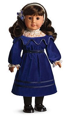 American Girl Doll Samantha PArkington | Samantha Parkington American Girl Samantha, American Girl Doll Samantha, Blue Velvet Dress, American Doll Clothes, Ag Doll Clothes, Calf Length Dress, American Girl Clothes, Lace Headbands, Ag Dolls