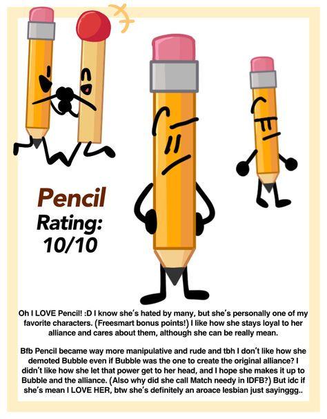 Pencil X Match, Bfdi Pencil, Match Bfdi, Oh My Love, My Opinions, Favorite Tv Shows, Favorite Character, Pencil, Let It Be