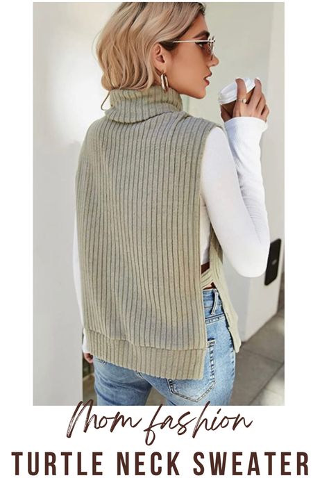 Affiliate link | Not my Photo Turtleneck Ribbed Knit Split Hem Tank Top Without Tee sweater mint green fashion style cardigans winter outfit spring outfit mom fit minimalist Turtleneck Sleeveless, Sleeveless Sweater Vest, Legging Outfits, Outfits Fall, Winter 2023, Outfit Inspo Fall, Sleeveless Sweater, Business Casual Outfits, Winter Fashion Outfits