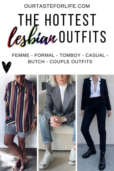 Lesbian Fashion - The Hottest Lesbian Outfits for 2022 - Our Taste For Life Lesbian Outfits Feminine, Lesbian Formal Outfits, Gay Fashion Women, Lesbian Fashion Feminine, Chapstick Lesbian Style, Masc Femme Fashion, Tomboy Formal Outfits, Lesbian Dress, Butch Lesbian Fashion