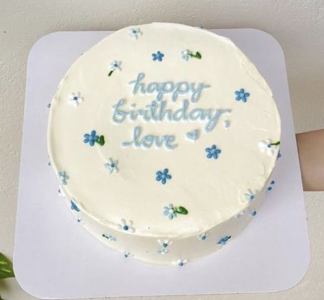 Light Blue Birthday Cake For Women, Happy Birthday Cake Simple, Mini Birthday Cake For Him, Light Blue Birthday Cake, Birthday Cake Ideas Simple, 16th Bday Cake, Birthday Cake For Women Simple, Simple Birthday Cake Designs, Sweet Sixteen Cakes