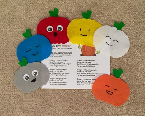 My Little Pumpkin Pumpkin Felt Story, Pumpkin Storytime, Fall Pumpkin Activities, Felt Activities, Flannel Board Ideas, Flannel Stories, Felt Board Patterns, Felt Board Ideas, Pumpkin Unit