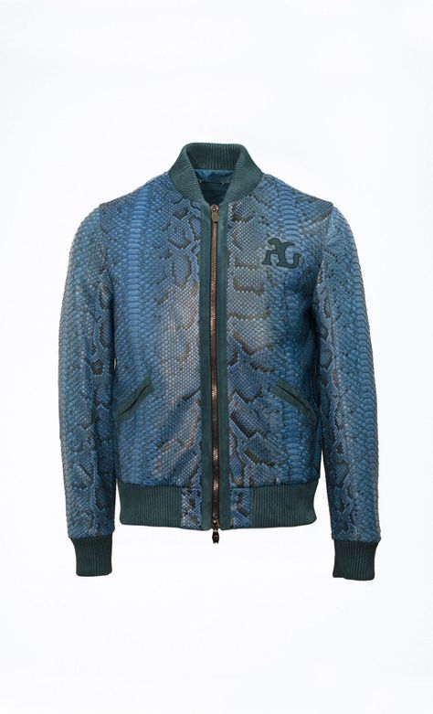 Turquoise Python Bomber Jacket ON SALE NOW!  https://www.angelogalasso.com/home/259-turquoise-python-bomber-jacket.html  #angelogalasso_couture #luxury #menswear #madeinitaly #hautecouture #tradition #craftsmanship #beunique #mensfashion Crocodile Jacket, Luxury Menswear, Unique Jackets, Fashion Unique, Jacket For Men, Knitwear Men, Leather Vest, Women's Handbags, Gentleman Style