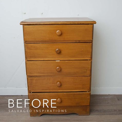 Painted And Stained Dresser - Salvaged Inspirations Unfinished Wood Dresser, Furniture Flipping Ideas, Stained Dresser, Simple Paint, Best Of 2022, Salvaged Inspirations, Boy Dresser, Repainting Furniture, Dresser Refinish