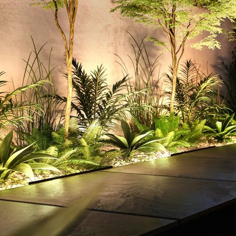 Landscape Lighting Design, Courtyard Design, Small Courtyards, Spa Decor, Floor Light, Philips Hue, Bed Lights, Plant Lighting, Hue Philips