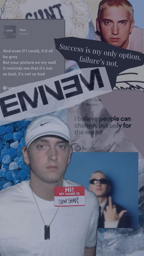 #eminem #slimshady #collagewallpaper #blue Eminem Lock Screen, Eminem Wallpapers, People Can Change, Evil Twin, Slim Shady, Eminem, Blue