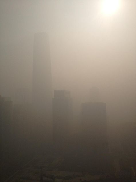 This photo shows air pollution in Beijing. Pollution Quotes, Environmental Degradation, Environmental Pollution, Energy Resources, Air Pollution, World Trade Center, Go Green, Our World, Mother Earth