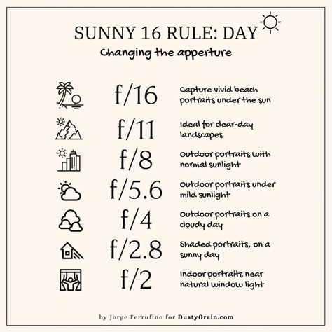 Sunny 16 Rule "Expanded": Day and Night Metering for Keen Eyes | Dusty Grain Golden Hour Canon Settings, Sunny 16 Rule Cheat Sheets, Nikon F100 Pictures, Camera Settings For Rainy Day, Sunny Day Camera Settings, Cloudy Day Photography Settings, Camera Settings For Cloudy Day, Camera Settings For Sunny Day, Photography Rules Of Composition