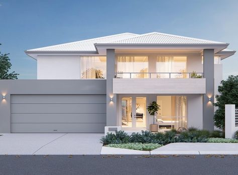 House Exterior Light Grey, Hamptons House Exterior, Double Storey House Plans, Double Storey House, Simple Bedroom Design, Modern Architecture Building, House Plan Gallery, Modern Exterior House Designs, Duplex House Design