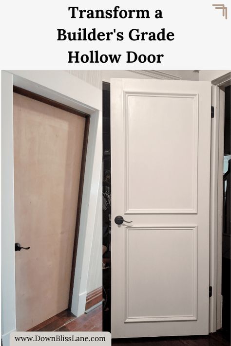 Stunning Hollow Door Upgrade for Less Than $20 - Down Bliss Lane Hollow Door Makeover, Interior Door Makeover, Hollow Core Door, Door Update, Mobile Home Doors, Diy Interior Doors, Door Design Ideas, Door Makeover Diy, Hollow Core Doors