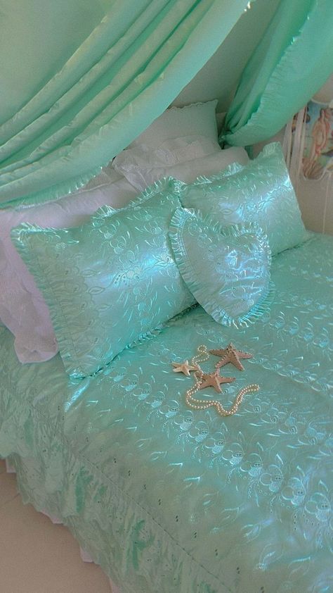 Seaside Interior, Mermaid Bedding, Siren Core, Summer Interior, Mermaid Bedroom, Ocean Room, Vintage Bedding, Mermaid Room, Mermaid Siren