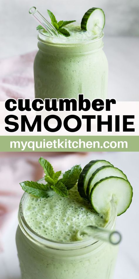 Smoothie With Spinach, Tofu Smoothie, Cursed Doodles, Morning Smoothie Recipes, Cucumber Drink, Plant Based Smoothies, Spinach Smoothie Recipes, Protein Powder Smoothie, Cucumber Smoothie