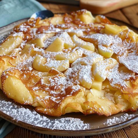 German Apple Pancake German Apple Pancake Recipe, German Apple Pancake, Apple Pancake Recipe, German Pancakes Recipe, Sliced Apples, Apple Pancakes, Cooked Apples, What's For Breakfast, Breakfast Dessert