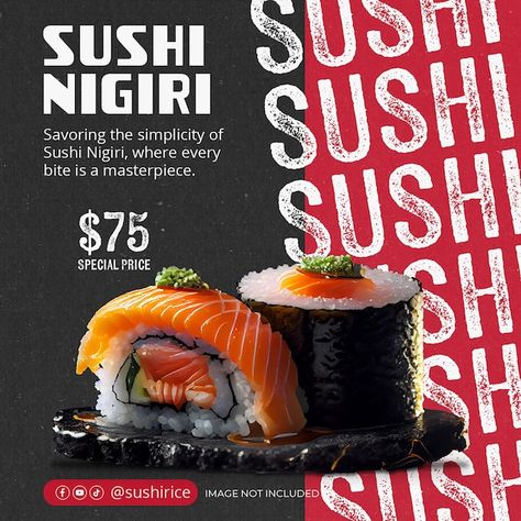 Sushi Social Media Design, Food Instagram Post, Fish Sushi, Design For Social Media, Food Instagram, Blue Fish, Food Images, Instagram Food, Social Media Design Graphics